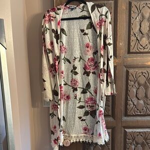 Floral Duster - Pink and Green